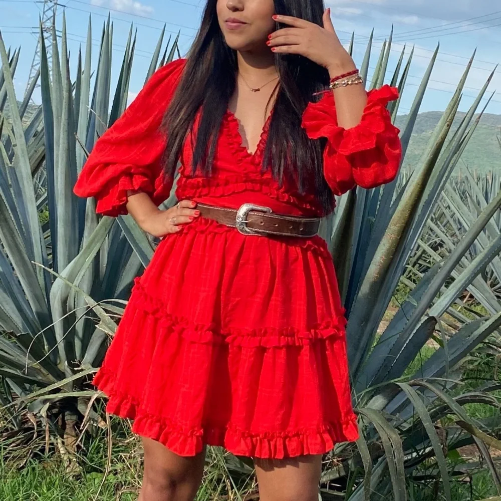 Red Ruffled Dress - Picture 6 of 6